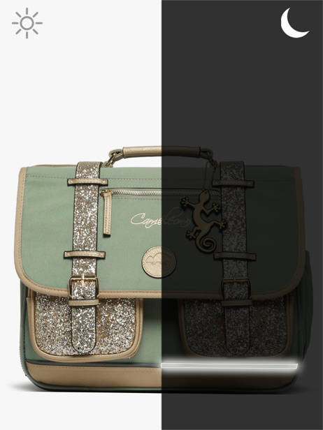 Cartable Enfant 2 Compartiments Cameleon Vert vintage fantasy CA38 vue secondaire 8