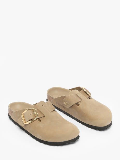 Slippers Boston Big Buckle In Leather Birkenstock Beige women 1030425 other view 2