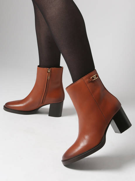 Heeled Boots In Leather Tommy hilfiger Brown women 8864GOC other view 1