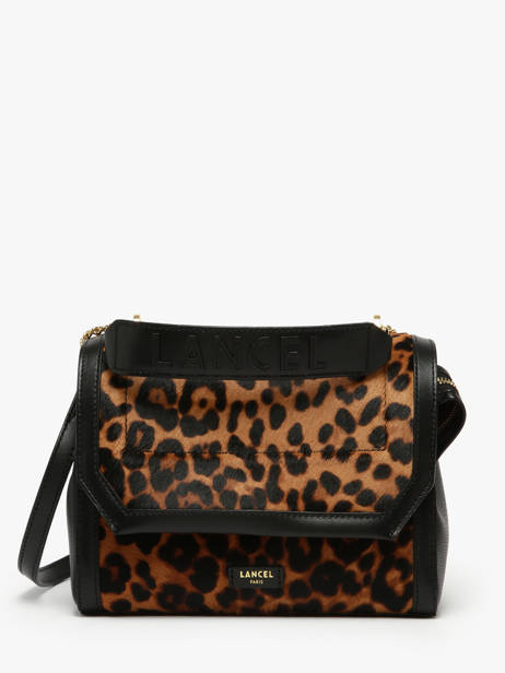Leather Ninon Leopard Top-handle Bag Lancel Brown ninon A13751
